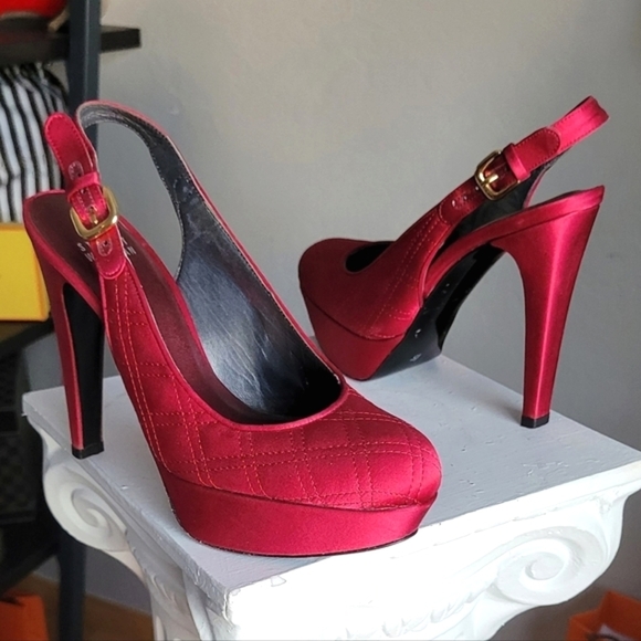 STUART Weitzman Slingback Heels Satin Pumps - Picture 1 of 12